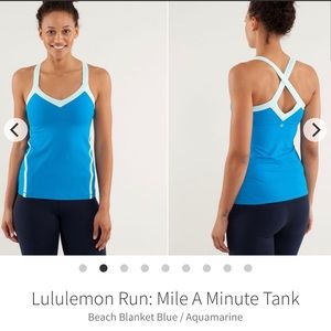 Lululemon run mile a minute tank in beach blanket blue/ aquamarine size 6